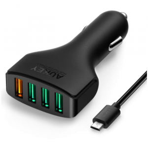 Купить Автомобильное зу AUKEY 4-Port 54W Car Chargerr + кабель Micro USB